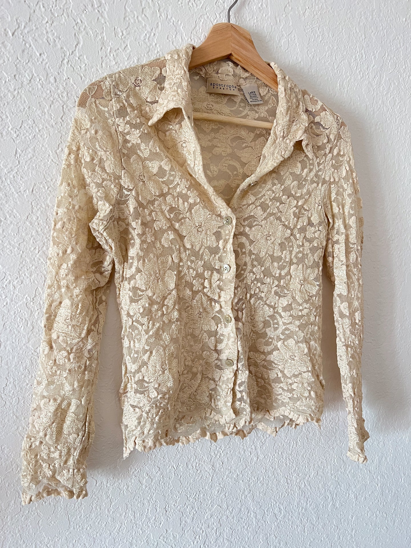 Vintage Lace Button-Up Shirt