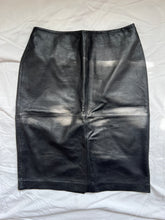 Load image into Gallery viewer, vintage black leather pencil skirt
