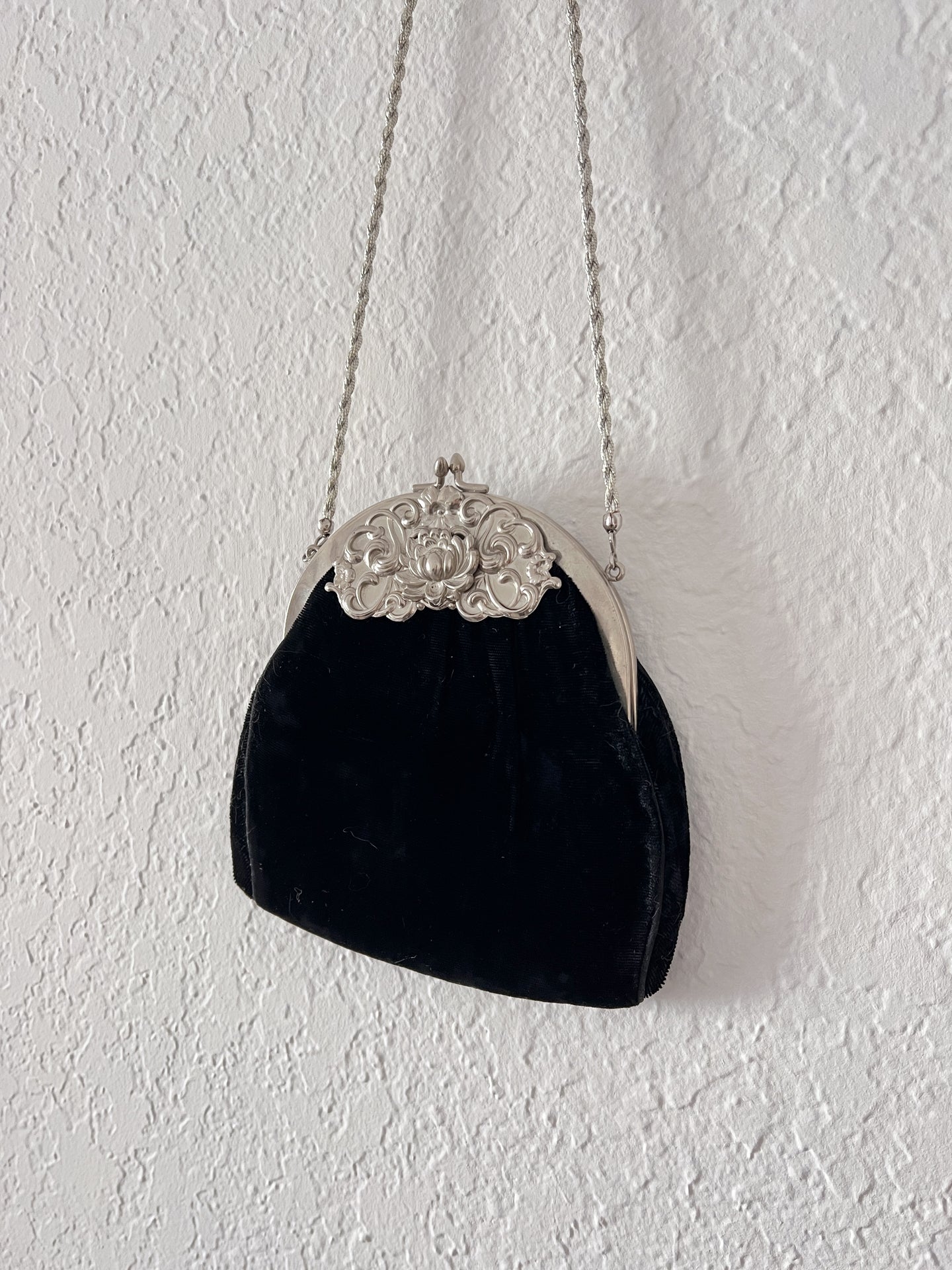 Vintage Black Velvet Purse